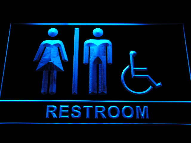 Unisex Toilet with Disabled Accessible Restroom Neon Sign